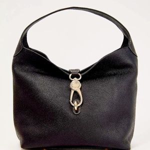 Dooney & Bourke Black Pebble Leather Logo Lock Shoulder Bag - Black